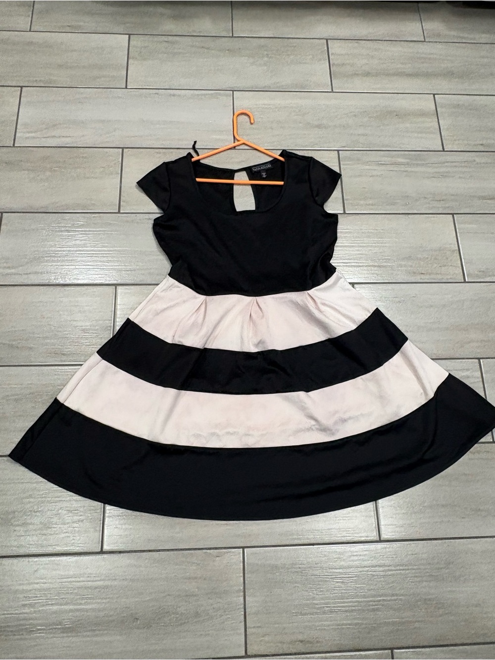karin stevens dress Girls Black and Light Pink Striped Fit-and-Flare Dress